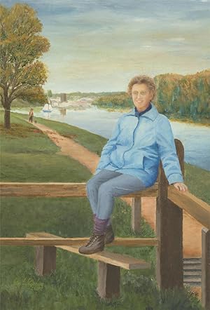Bild des Verkufers fr John E. Stephens - Signed 1992 Oil, Portrait of a Lady by the River zum Verkauf von Sulis Fine Art