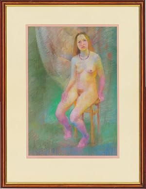 Seller image for John Ivor Stewart PPPS (1936-2018) - Signed & Framed Pastel, The Seated Nude for sale by Sulis Fine Art