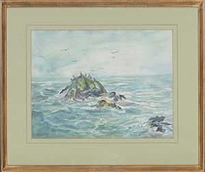 Edward Morgan (1933-2009) - Signed & Framed Watercolour, Sea Island, St. Ives