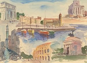 Seller image for Ronald Olley (b.1923) - c. 2000 Watercolour, European Landmarks for sale by Sulis Fine Art