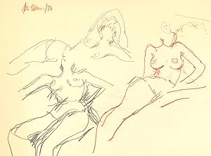 Peter Collins ARCA - Three 1983 Graphite Drawings, Leaning Figures