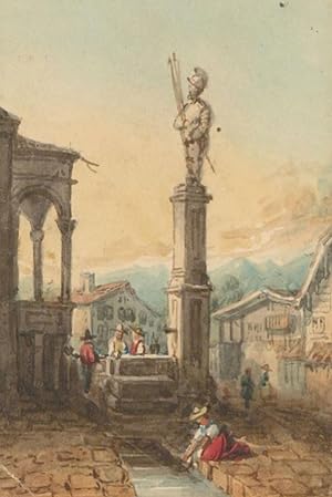 Continental Miniature - 19th Century Watercolour, Classical Italian Ruins