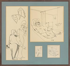 Sebrof - Framed Mid 20th Century Pen and Ink Drawing, Book Illustrations