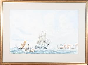 Bild des Verkufers fr Peter Wall - Signed & Framed 1990 Watercolour, HMS Victory zum Verkauf von Sulis Fine Art