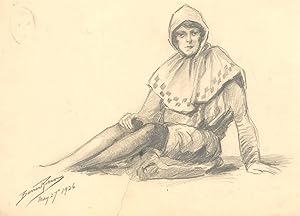 Seller image for S. Barnes Robson (1900-1973) - 1926 Graphite Drawing, Seated Figure for sale by Sulis Fine Art