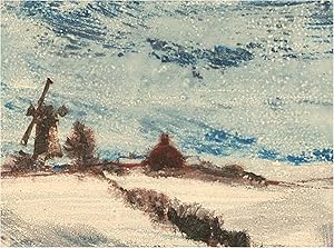 Raymond Barrow - Signed 1951 Aquatint, Windmill in Winter