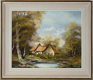 O. Schmidt - Signed Contemporary Oil, Landscape with a Cottage in the Woods