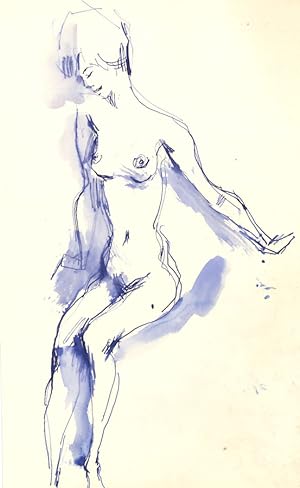 Seller image for Peter Collins ARCA - Eleven c.1970s Pen and Ink Drawings, Nude Studies in Blue for sale by Sulis Fine Art