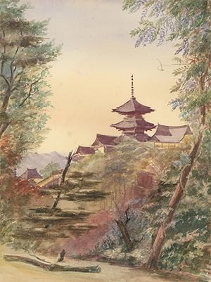 1891 Watercolour - Temple of Kiyomizu, Kyoto
