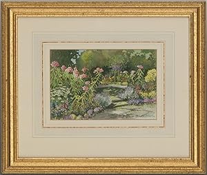 Bild des Verkufers fr Richard Giles - Framed 1960 Watercolour, The Garden Pool zum Verkauf von Sulis Fine Art