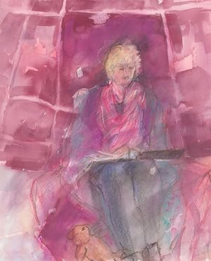 Seller image for Ann Matthews - 20th Century Watercolour, Study of a Seated Figure in Pink for sale by Sulis Fine Art