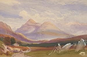 Seller image for Early 20th Century Watercolour - Landscape with Mountains and Seated Figure for sale by Sulis Fine Art