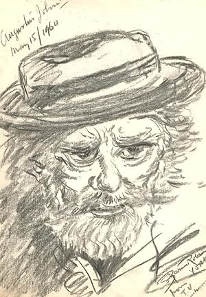 S. Barnes Robson (1900-1973) - 1960 Charcoal Drawing, Portrait of Augustus John