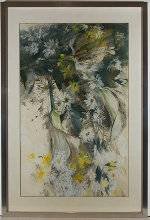 Liza Andrews - Framed 1984 Pastel, Flowers for Piers