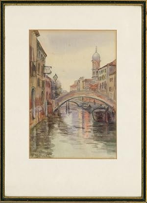 B. Malcomson - Signed & Framed Early 20th Century Watercolour, Venetian Canal