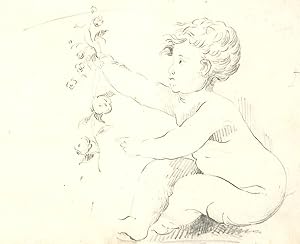 Mary Anne Baignis - Early 19th Century Pen and Ink Drawing, Child Playing