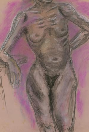 Bild des Verkufers fr A.A. Graham-Bishop - 20th Century Charcoal Drawing, Standing Nude zum Verkauf von Sulis Fine Art