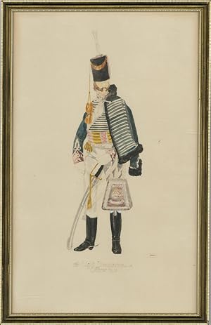 Military Uniform Studies - Early 20th Century Watercolour, Dragoon Officer