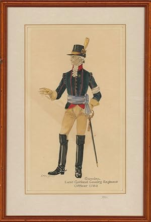 Military Uniform Studies - Early 20th Century Watercolour, Swedish Officer