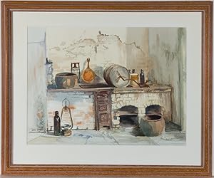 Framed Contemporary Watercolour - Kitchen Range