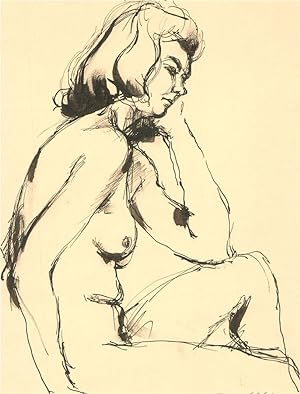 Seller image for Peter Collins ARCA - Contemporary Pen and Ink Drawing, Nude Study XVII for sale by Sulis Fine Art