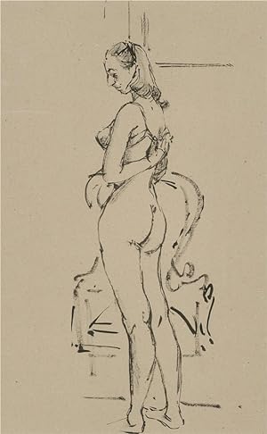 Seller image for Peter Collins ARCA - Contemporary Pen and Ink Drawing, Undressing Woman for sale by Sulis Fine Art