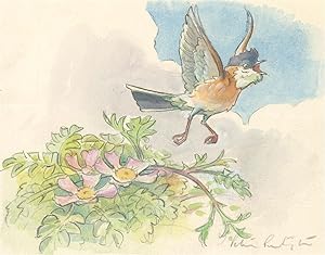 Bild des Verkufers fr Peter Partington (b.1941) - 20th Century Watercolour, White Throat in Flight zum Verkauf von Sulis Fine Art