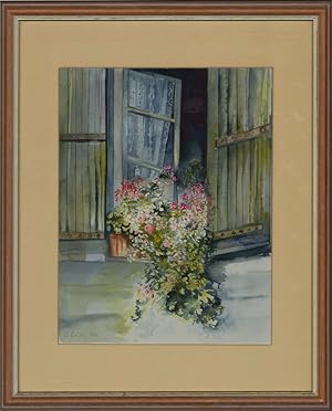 S. Bailey - Signed Mid 20th Century Watercolour, Flowers on the Windowsill