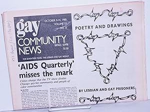 Bild des Verkufers fr GCN: Gay Community News; the weekly for lesbians and gay males; vol. 17, #13, Oct. 8-14, 1989; AIDS Quarterly misses the mark zum Verkauf von Bolerium Books Inc.