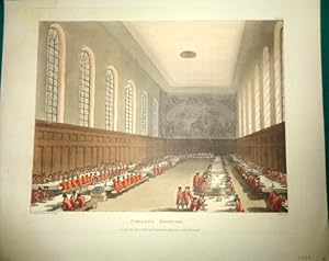 Chelsea Hospital. Dining Hall. 1810. Hand Coloured Aquatint.