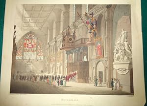 Guildhall, London. (Interior) 1808. Hand Coloured Aquatint.