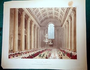 Egyptian Hall, Mansion House. 1809. Hand Coloured Aquatint.