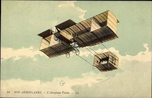 Ansichtskarte / Postkarte Nos Aeroplanes, Biplan Voisin