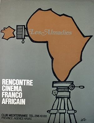 "RENCONTRE CINÉMA FRANCO AFRICAIN" / Sérigraphie originale entoilée par Jean-André LAVILLE pour l...