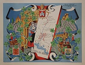 "CÔTES DU RHÔNE" Affiche originale entoilée / Editée par le COMITÉ NATIONAL DE PROPAGANDE EN FAVE...