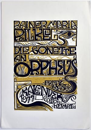 Bild des Verkäufers für Sonette an Orpheus. Kalender 1977. 13 Linolschnitte zu Sonetten von Rainer Maria Rilke. zum Verkauf von Antiquariat Lenzen
