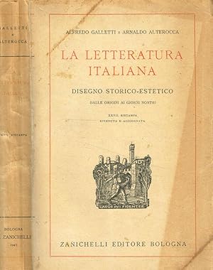 Bild des Verkufers fr La letteratura italiana Disegno storico-estetico zum Verkauf von Biblioteca di Babele