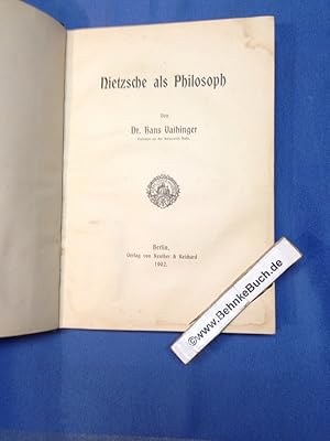 Bild des Verkufers fr Nietzsche als Philosoph. zum Verkauf von Antiquariat BehnkeBuch