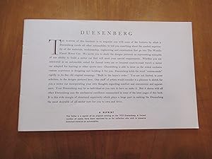 Duesenberg (Promotional Brochure, Reprint)