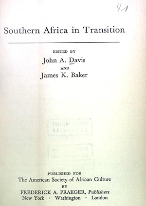 Bild des Verkufers fr Southern Africa in Transition. zum Verkauf von books4less (Versandantiquariat Petra Gros GmbH & Co. KG)