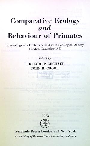 Seller image for Comparative Ecology and Behaviour of Primates. for sale by books4less (Versandantiquariat Petra Gros GmbH & Co. KG)