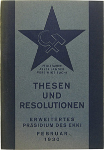 Imagen del vendedor de Erweitertes Prsidium des EKKI (Februar 1930) Thesen und Resolutionen. a la venta por Rotes Antiquariat