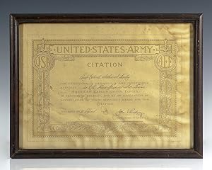 General John J. Pershing Signed United States Army Citation.