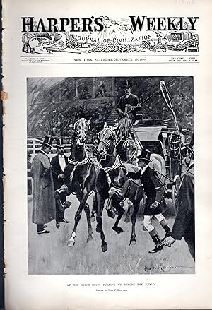 Imagen del vendedor de ENGRAVING: 'At the Horse Show--Pulling Up Before the Judges". .engraving from Harper's Weekly, November 19, 1898 a la venta por Dorley House Books, Inc.