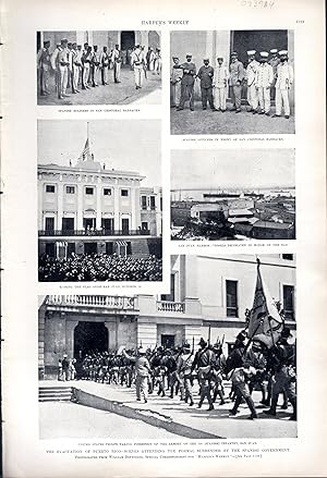 Image du vendeur pour Print: "Evacuation of Puerto Rico--Scenes Attending the Formal Surrender By the Spanish Government" .photos from Harper's Weekly, November 12, 1898 mis en vente par Dorley House Books, Inc.