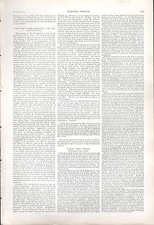 Imagen del vendedor de PRINT: "David Ames Wells, By Worthington C. Ford (Obituary)".story from Harper's Weekly, November 19, 1898 a la venta por Dorley House Books, Inc.