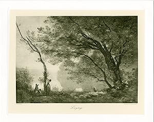 "COROT : Paysage" / Phototypie originale d'après un tableau de COROT (publiée en 1890 par BRAUN C...