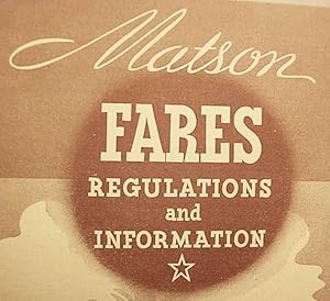 Matson / Fares / Regulations / And / Information / Matson Line / To Hawaii - New Zealand - Austra...