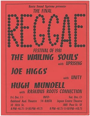 The Final Reggae Festival of 1981: The Wailing Souls, Joe Higgs, Hugh Mundell
