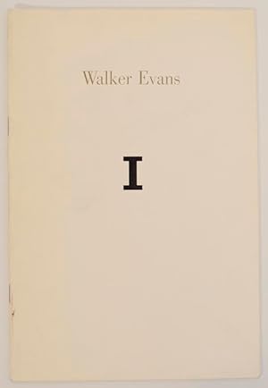 Bild des Verkufers fr Walker Evans I. zum Verkauf von Jeff Hirsch Books, ABAA